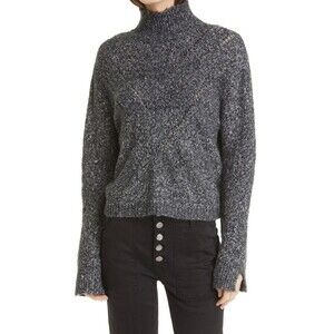 Line women's Stitch Turtleneck Sweater chunky knit In Charcoal Size S $180